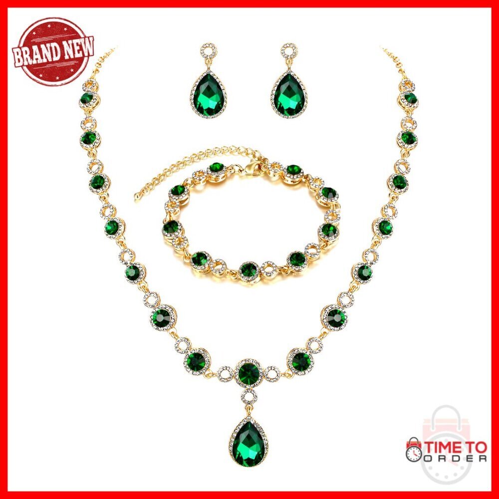 Wedding Bridal Crystal Infinity Teardrop Y-Necklace Bracelet Earrings Set